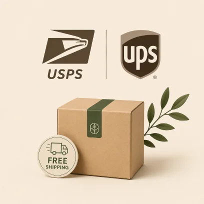 Parcel with USPS and UPS delivery logos