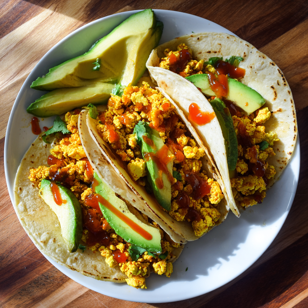 Breakfast Tacos with Scrambled Tofu and SmokyLicious