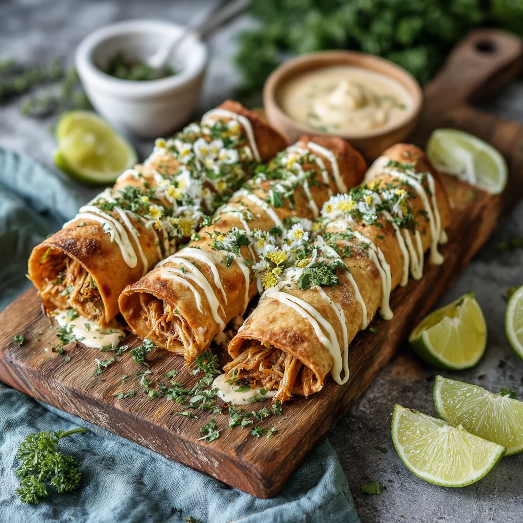 Jackfruit Taquitos with Smoky Cream Sauce