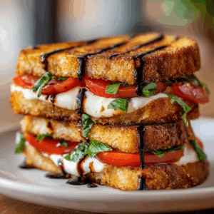 Caprese Grilled Cheese with Balsamic Glaze
