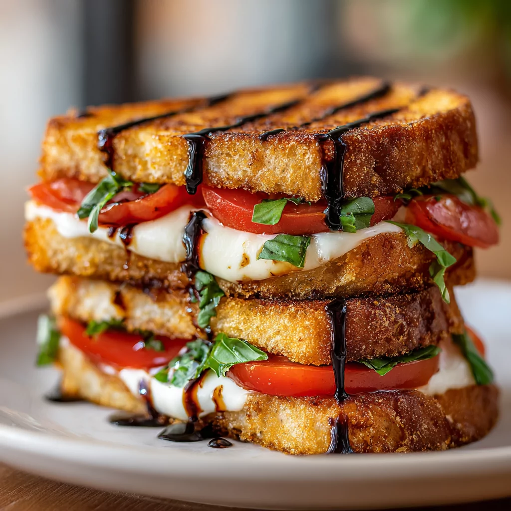 Caprese Grilled Cheese with Balsamic Glaze