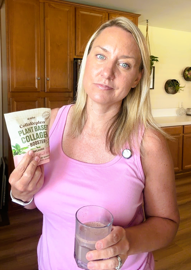 CollaReplen customer at home with pouch