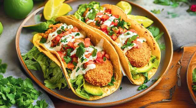 Crispy Avocado Tacos with Sour Cream Sauce made in the air fryer