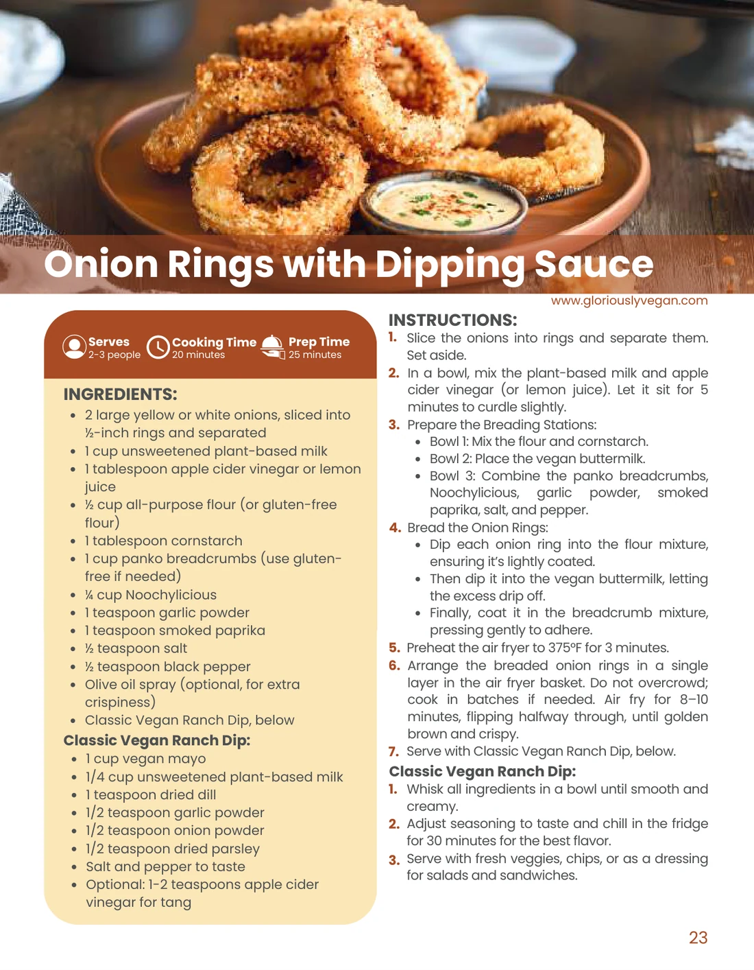Inside the book: the Onion Rings recipe page