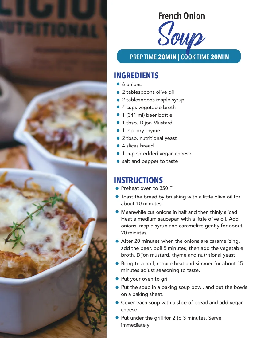 Inside the Comfort Foods Cookbook: the French Onion Soup page