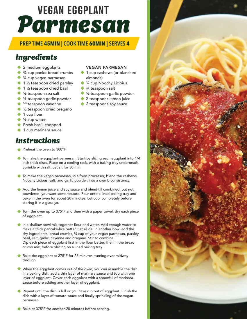 Inside the book: the Vegan Eggplant Parmesan page