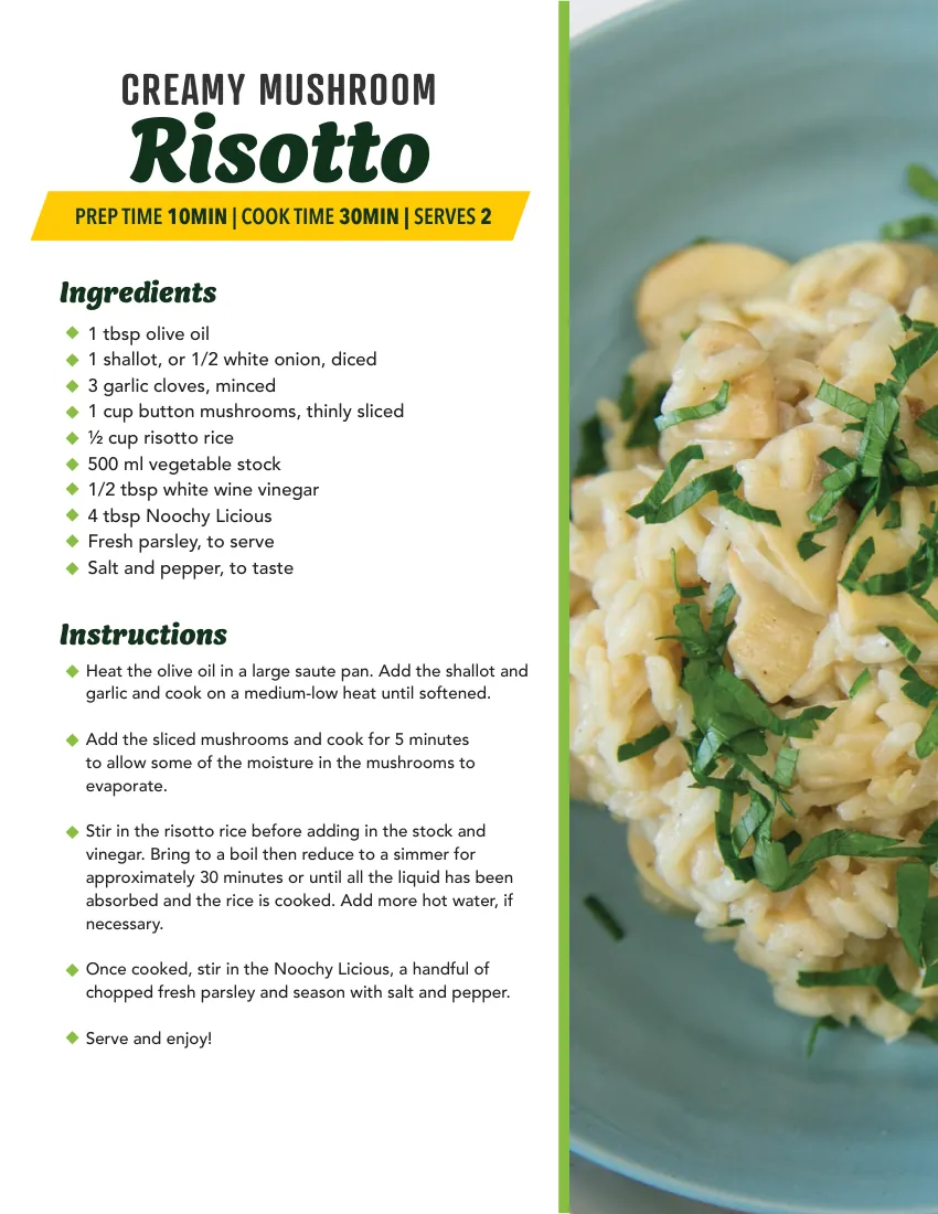 Inside the book: the Creamy Mushroom Risotto page