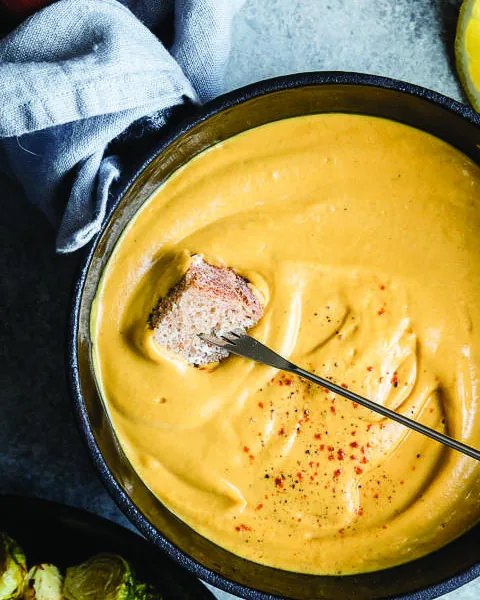 Vegan Cheese Fondue, photographed for The Creamy & Cheesy Cookbook
