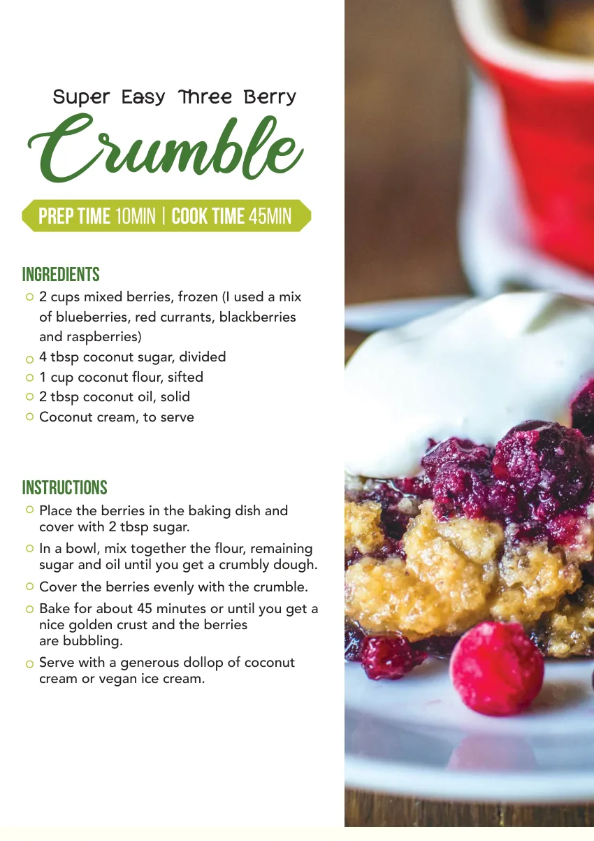 Inside the book: the Super Easy Three Berry Crumble page