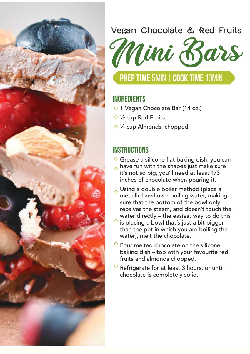 Inside the book: the Vegan Chocolate and Red Fruits Mini Bars page
