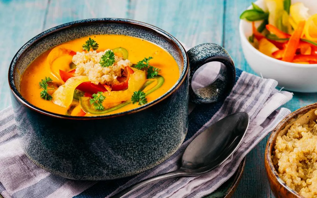 Velvety Butternut Squash Soup with Quinoa, photographed for the Slow Cooker Cookbook