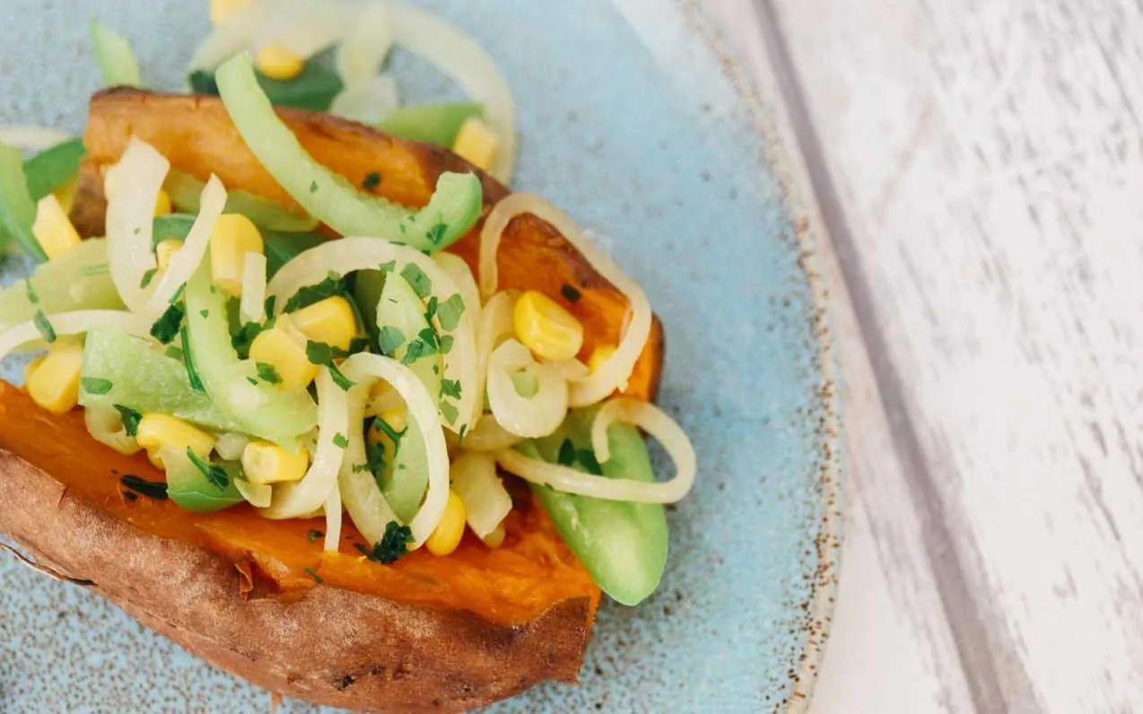 Easy Loaded Sweet Potatoes, photographed for the Slow Cooker Cookbook
