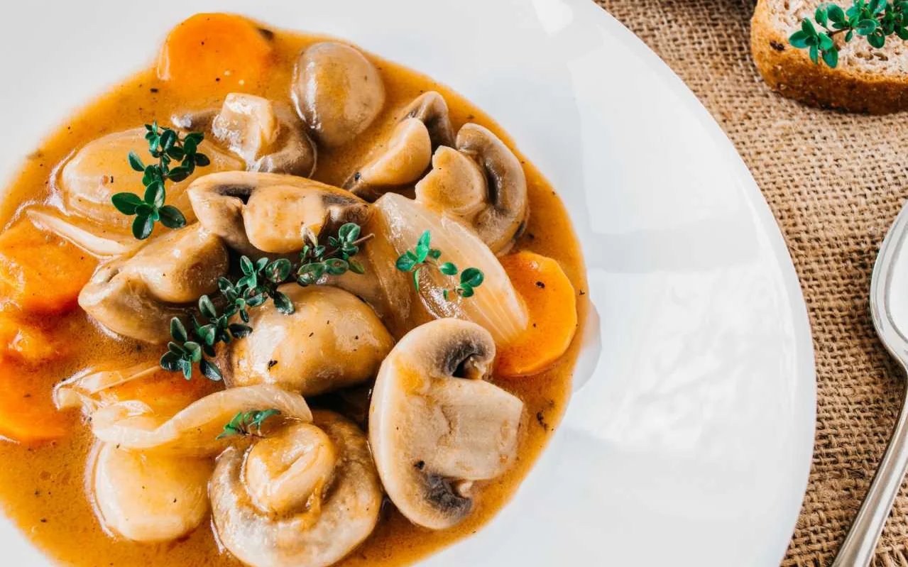 Hearty Mushroom Bourguignon, photographed for the Slow Cooker Cookbook
