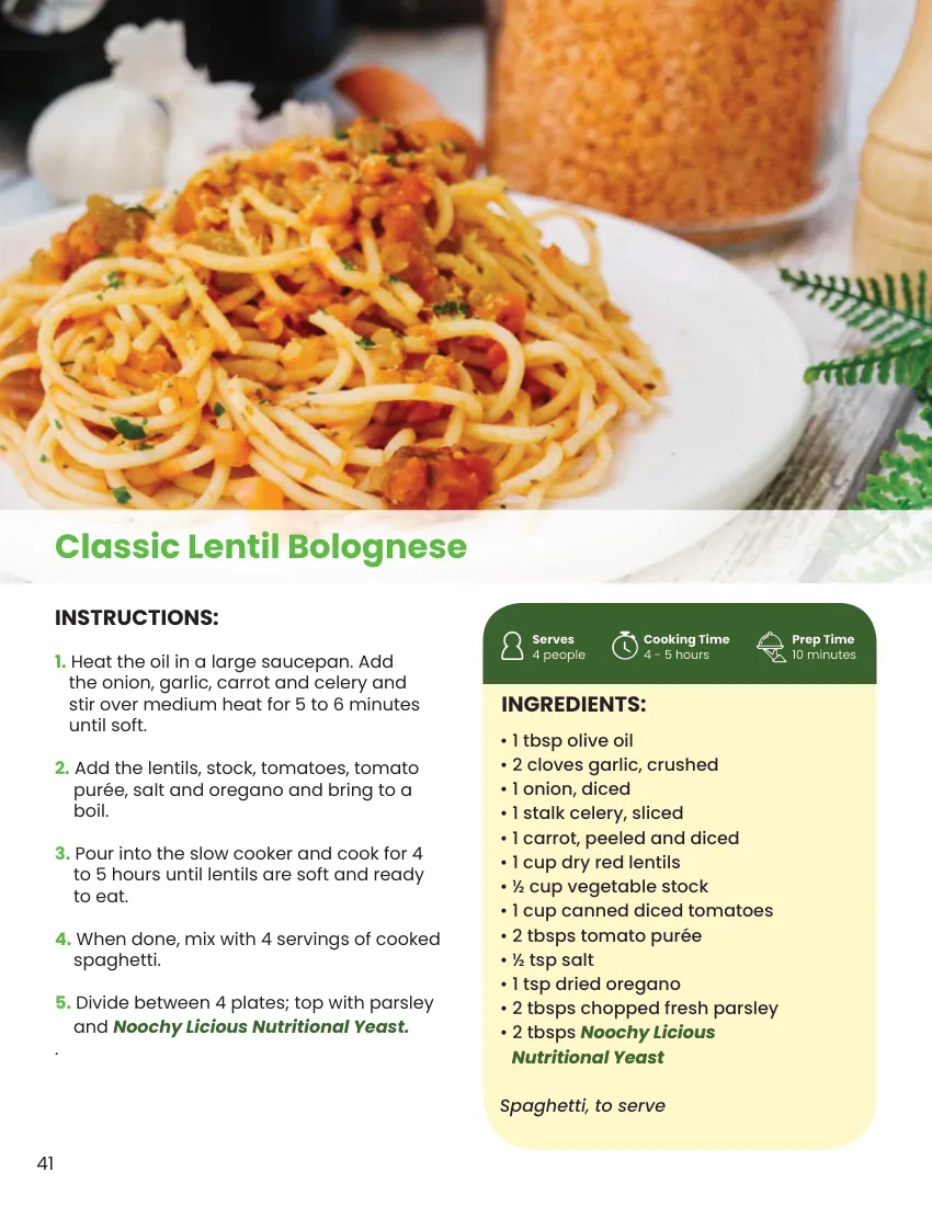 Inside the Slow Cooker Cookbook: the Classic Lentil Bolognese page